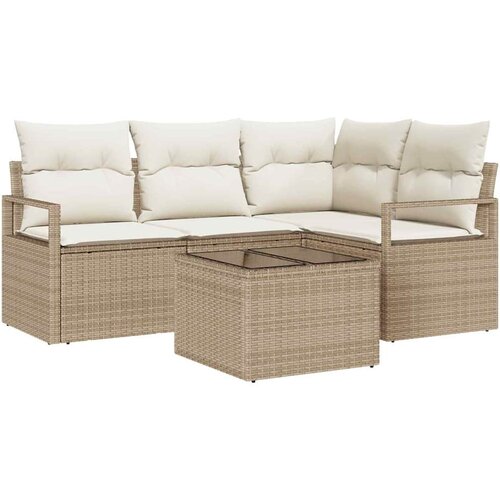  Set sofe 5 kom. Bež i krema poliratan 177 x 122 x 85 cm Slike
