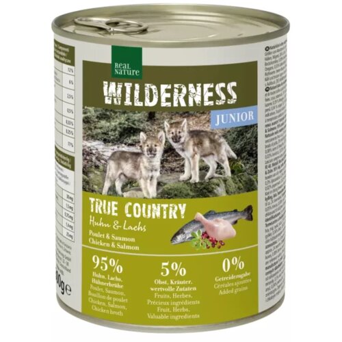 Real Nature Wilderness Junior pi&scaron;čanec z lososom 800g konzerva Cene