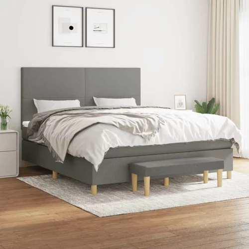  Box spring postelja z vzmetnico temno siva 160x200 cm blago, (20789999)