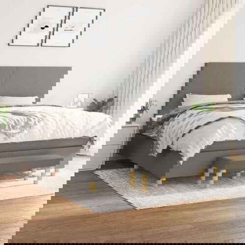  Kreveta s oprugama i madrac svjetlosivi 160x200cm tkanina Slike