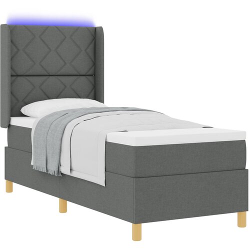 vidaXL Kutija s opružnom podlogom i madracem s LED svjetlom Tamno siva 80x200 cm Tkanina Cijene