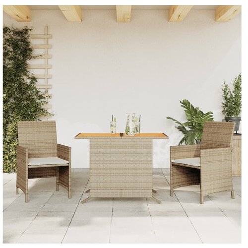 vidaXL 3-dijelni bistro set s jastucima bež od poliratana Cene