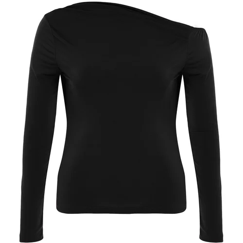 Trendyol Curve Black Sandy Knitted Plus Size Blouse