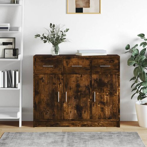 vidaXL Komoda dimljeni hrast 91x28x75 cm inženirski les Cene