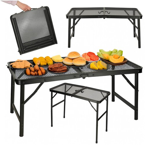  Zložljiva kamping miza 80 x 40 cm z nastavljivo vi&amp;scaron;ino - črna Slike