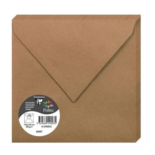 Clairefontaine kuverte Pollen 165x165mm 120gr kraft 1/20 Slike