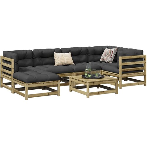 VidaXL 7-dijelni set vrtnih sofa od impregnirane borovine s jastucima Slike