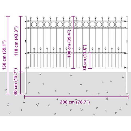  Ogradni ring s bodljama Crna 200 x 150 cm Slike