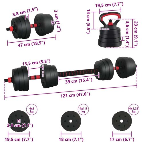  4-u-1 set bućica Crna i crvena 121 x 19 5 x 19 5 cm Slike