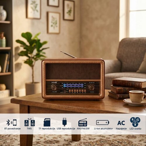 Retro RGB Bluetooth radio 8076BT Slike