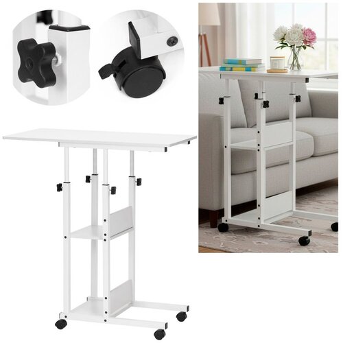  Mobilni stol 73-85 x 40 x 80 cm bijela, crna Cijene