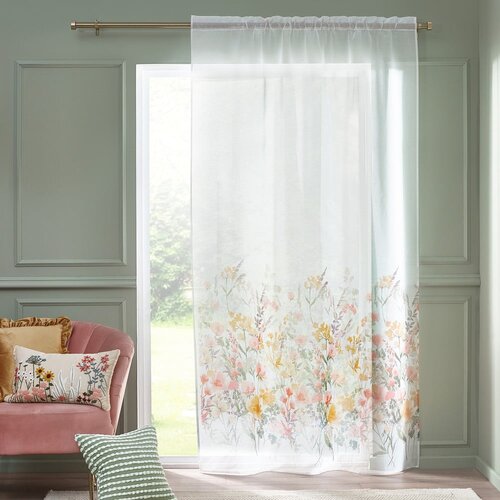 Catherine Lansfield Bela prosojna zavesa iz tančice 140x137 cm Countryside Floral &amp;ndash; Slike