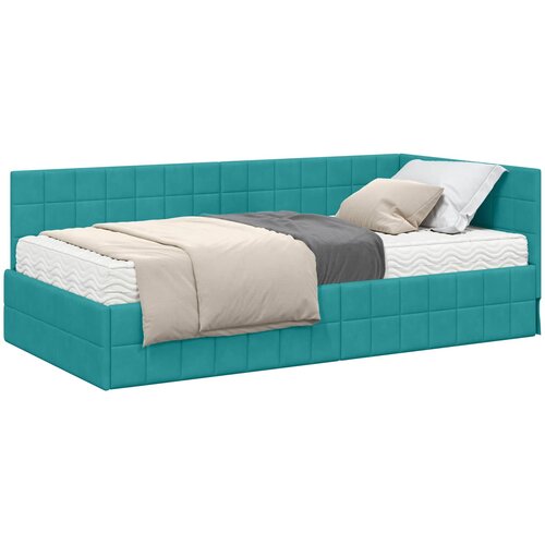  Kutni krevetni okvir s madracem 2 kom. Tirkizna 90 x 190 cm Slike
