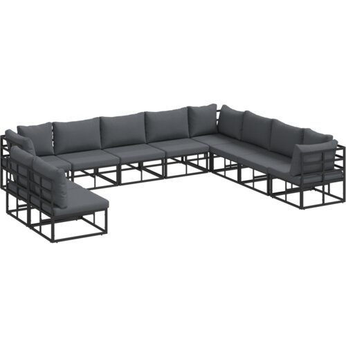 VidaXL Vrtna sedežna garnitura 10 pcs Črna 353 x 283 x 71 cm Aluminij Slike