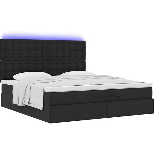 VidaXL Otomanski krevet s madracem i LED crni 160x200cm tkanine Slike