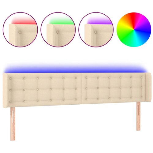  LED uzglavlje krem 163x16x78/88 cm od tkanine Slike