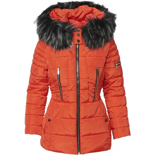 KOROSHI Zimska jakna narančasto crvena / crna melange