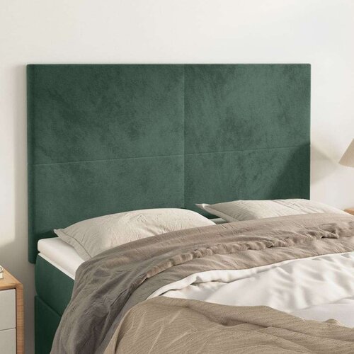  Posteljno vzglavje 4 kosa temno zelen 72x5x78/88 cm žamet, (20953383) Cene