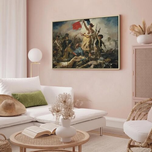  Slika - Eug&amp;egrave;ne Delacroix &amp;ndash; Liberty Leading the People 90x60 U prirodnom drvenom okviru Slike