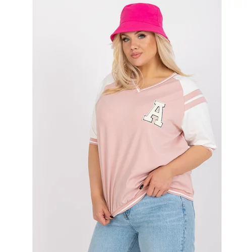 Fashion Hunters White and pink plus size blouse with a badge