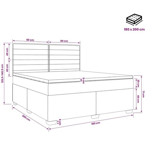  Boxspring krevet s madracem Krem 180 x 200 cm Tkanina - Krem 180 x 200 cm Dizajn linija Slike