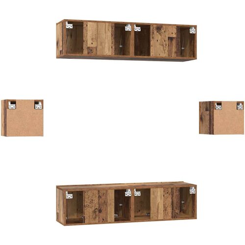 VidaXL Set TV komoda Zidne 6 pcs Staro drvo Srednja 30.5 x 30 x 30 cm Slike