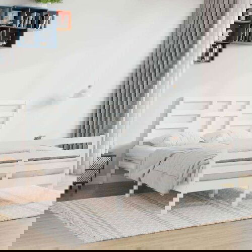  Posteljni okvir bel iz trdnega lesa 120x200 cm, (20644240) Slike