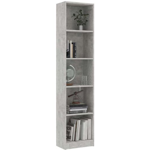 VidaXL Knjižna omara 5-nadstropna betonsko siva 40x24x175cm iverna pl. Slike