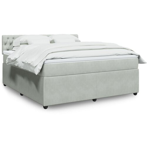 vidaXL Box spring postelja z vzmetnico svetlo siva 180x200 cm žamet Cene