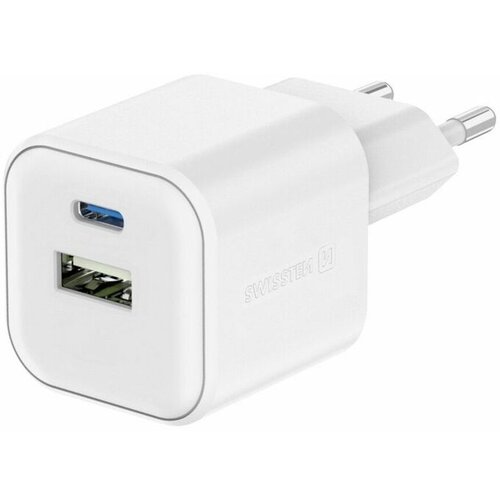 Swissten polnilec GaN 1xUSB-C 20W PD,1xUSB-A 18W, bel Cene