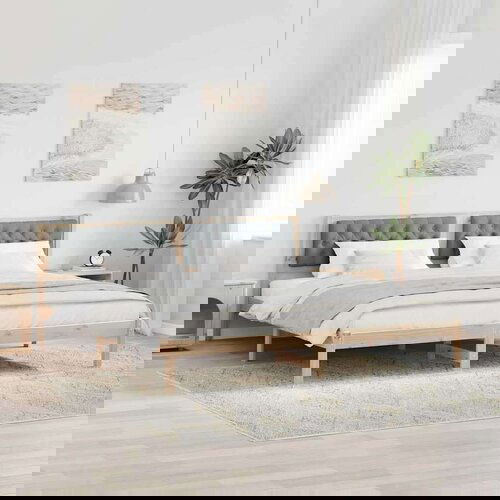  Konstrukcija postelje Svetlo siva 200 x 200 cm blago, (5000084823) Slike