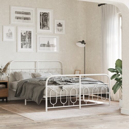  Metalni okvir kreveta uzglavlje i podnožje bijeli 150 x 200 cm Cijene