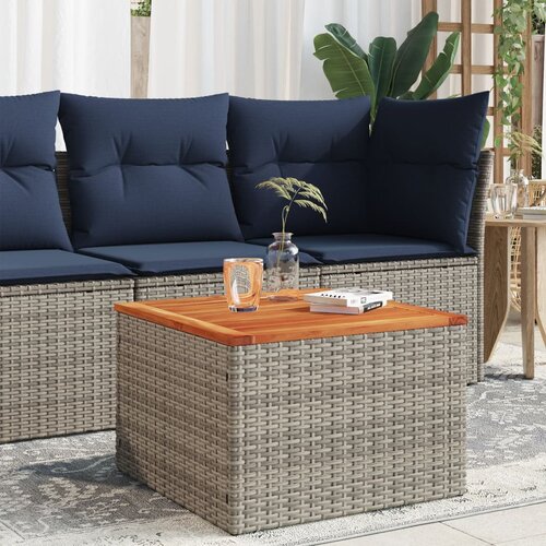 VidaXL Vrtna miza siva 55x55x37 cm poli ratan in akacijev les Slike