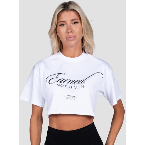 GymBeam Women‘s Earned Cropped T-shirt White S Cene