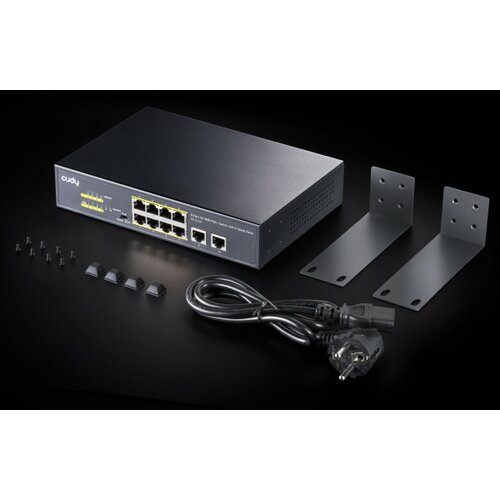 Cudy FS1010P 8-Port 10/100M PoE+ Switch, 2 Uplink 10/100M, 120W, 250m,4KV steel (Alt.PFS3009-8ET-96) Slike