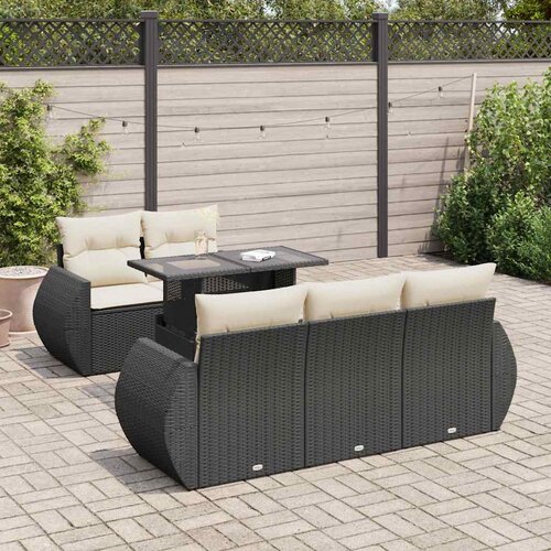 vidaXL 6-dijelni set vrtnih sofa s jastucima crni od poliratana Cijene