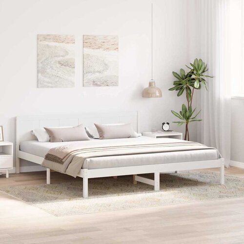  Krevetna konstrukcija Bijelo 200 x 200 cm Čvrsto borovo drvo Bijela 205.5 x 205.5 x 74 cm Slike