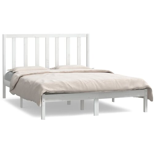 vidaXL Posteljni okvir bel iz trdne borovine 140x190 cm, (20684868) Cene