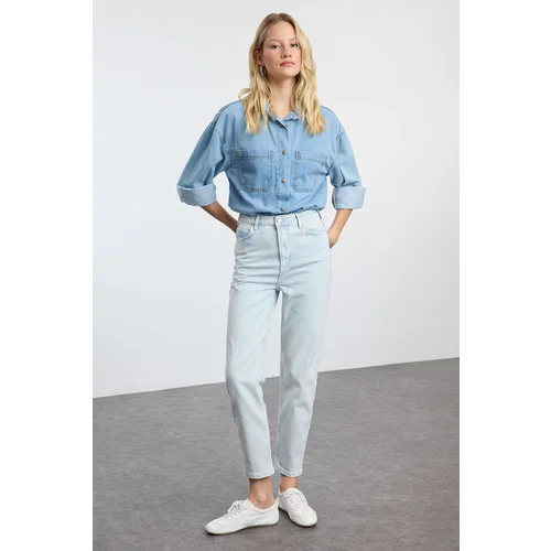 Trendyol Light Blue High Waist Slim Mom Jeans