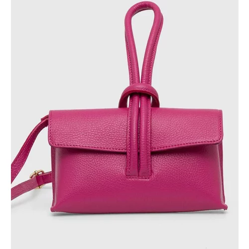 Answear Lab Kožna torba boja: ružičasta