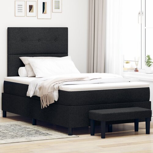 VidaXL Krevet s podlogom s madracem i klupom Crna 120x190 cm Tkanina Slike
