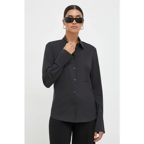 Pinko Košulja za žene, boja: crna, regular, s klasičnim ovratnikom