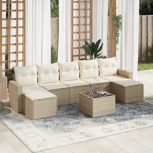 VidaXL 8-dijelni set vrtnih sofa od poliratana s jastucima bež Slike