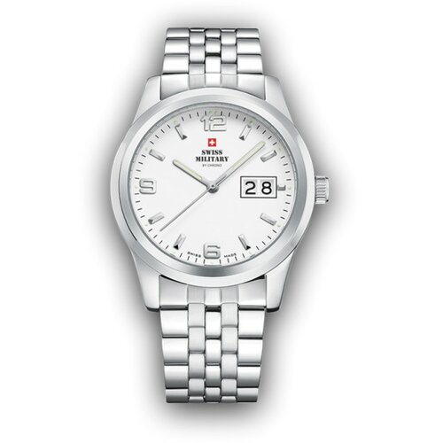 Swiss Military quartz beli srebrni sportsko elegantni ručni sat sa srebrnim metalnim kaišem 601419 Cene
