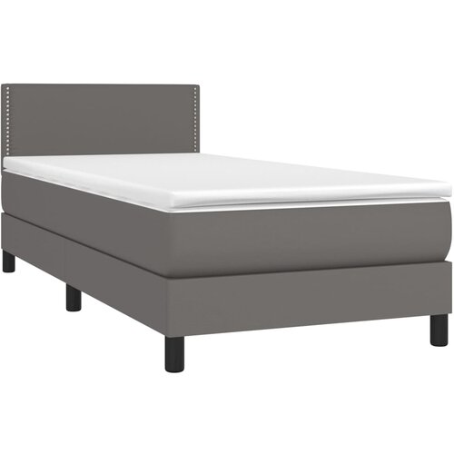  Krevet s oprugama i madracem sivi 100x200 cm od umjetne kože Slike