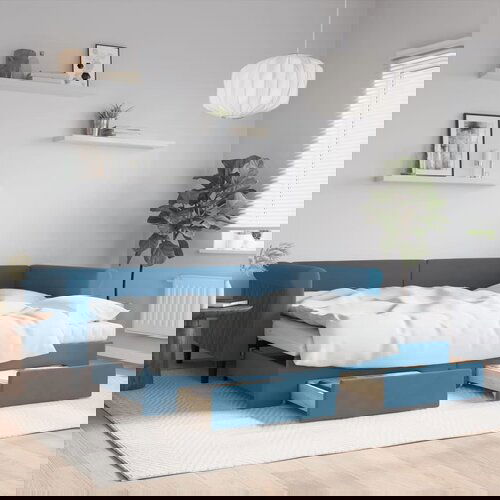 VidaXL Dnevni krevet na razvlačenje s ladicama plavi 90x200 cm bar&amp;scaron;un Slike