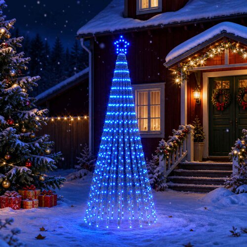  LED božićno drvce 1028 LED lampica Vi&amp;scaron;ebojno Čelik Crna Slike