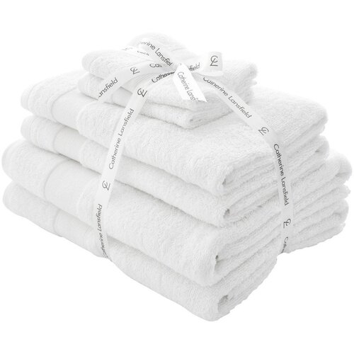 Catherine Lansfield Beli frotirni bombažni komplet brisač 6 ks Anti-Bacterial &amp;ndash; Slike