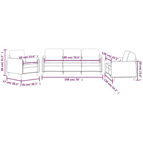  3-dijelni set sofa krem bar&amp;scaron;unasti Slike