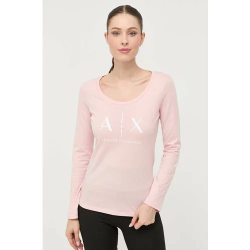 Armani Exchange Pamučna majica dugih rukava boja: ružičasta